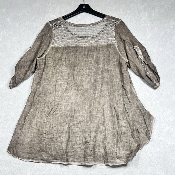 Seduzione Blouse Tunic Size One Size Brown Italy to Wear Layered 3/4 Sleeve - Picture 8 of 11